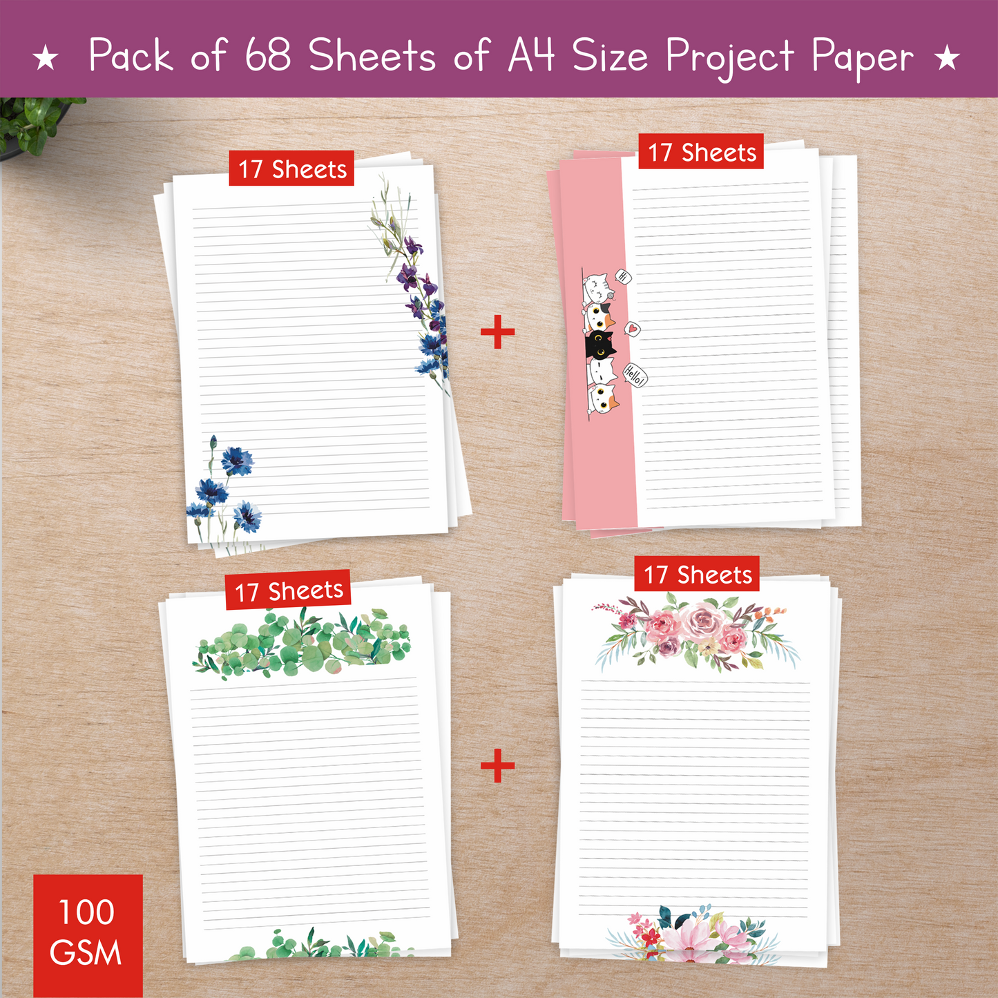 Floral Cute Project Papers, Stationery Writing Paper