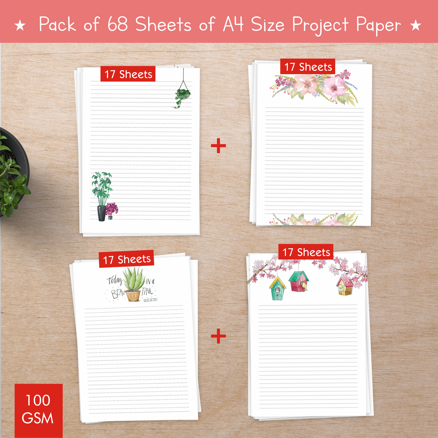 Floral Cute Project Papers, Stationery Writing Paper