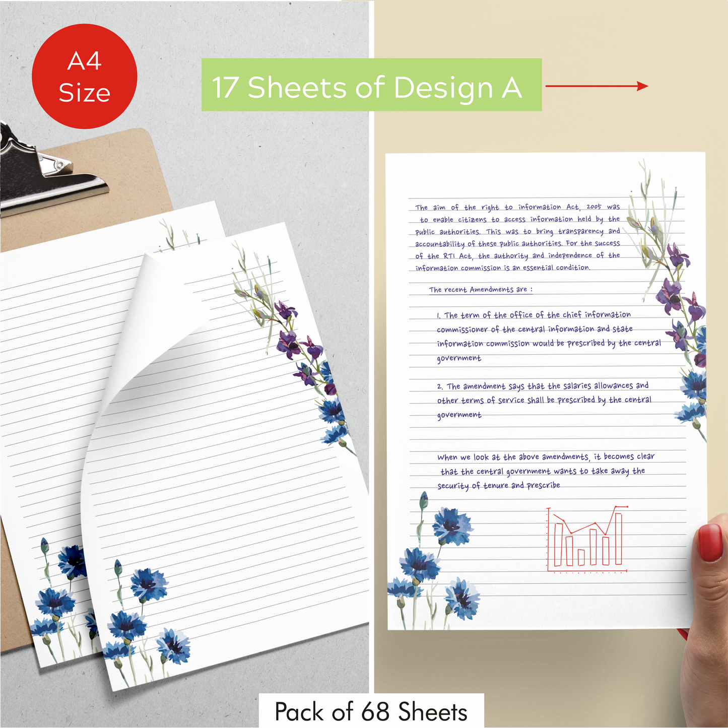 Floral Cute Project Papers, Stationery Writing Paper