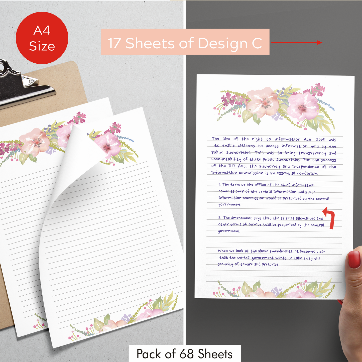 Floral Cute Project Papers, Stationery Writing Paper