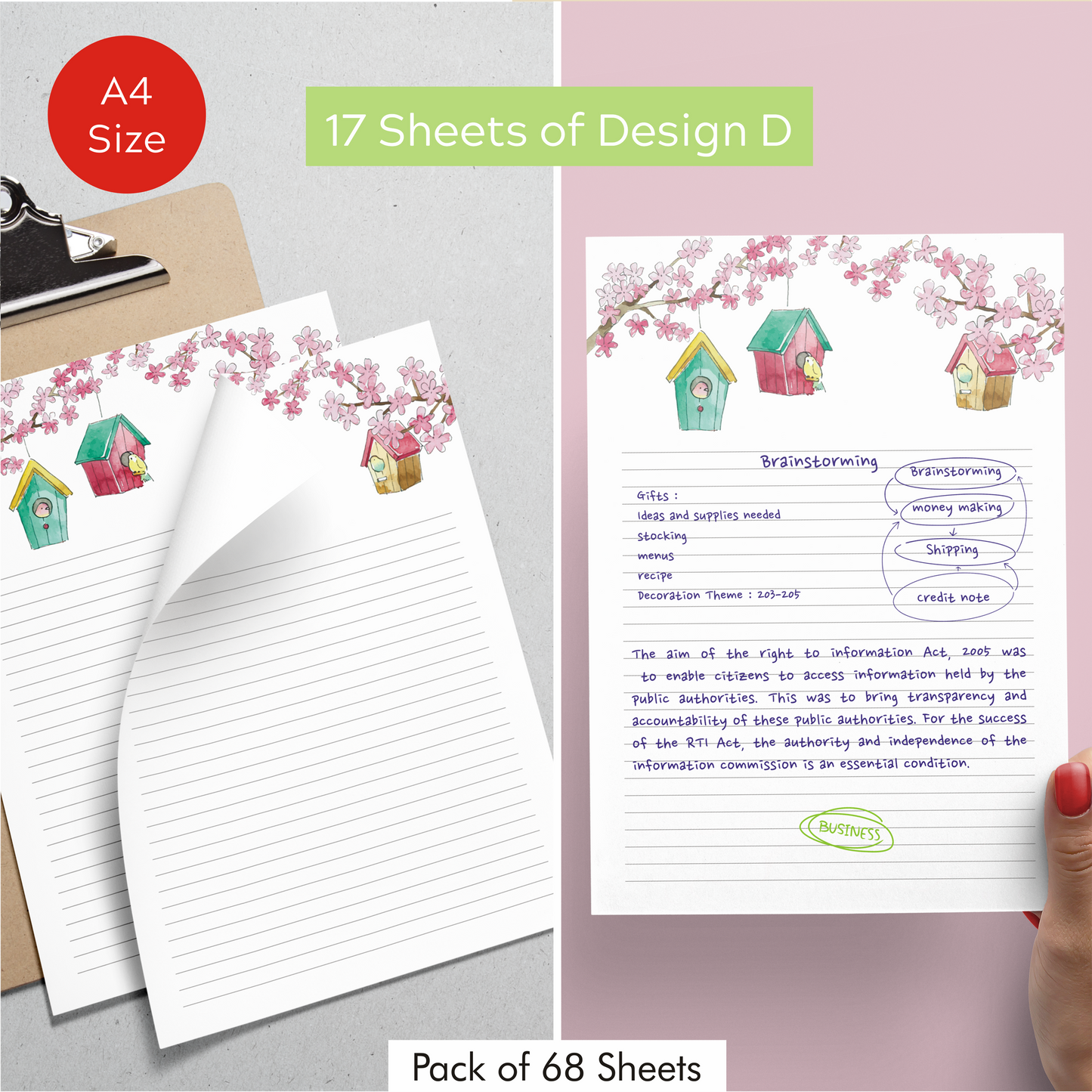 Floral Cute Project Papers, Stationery Writing Paper