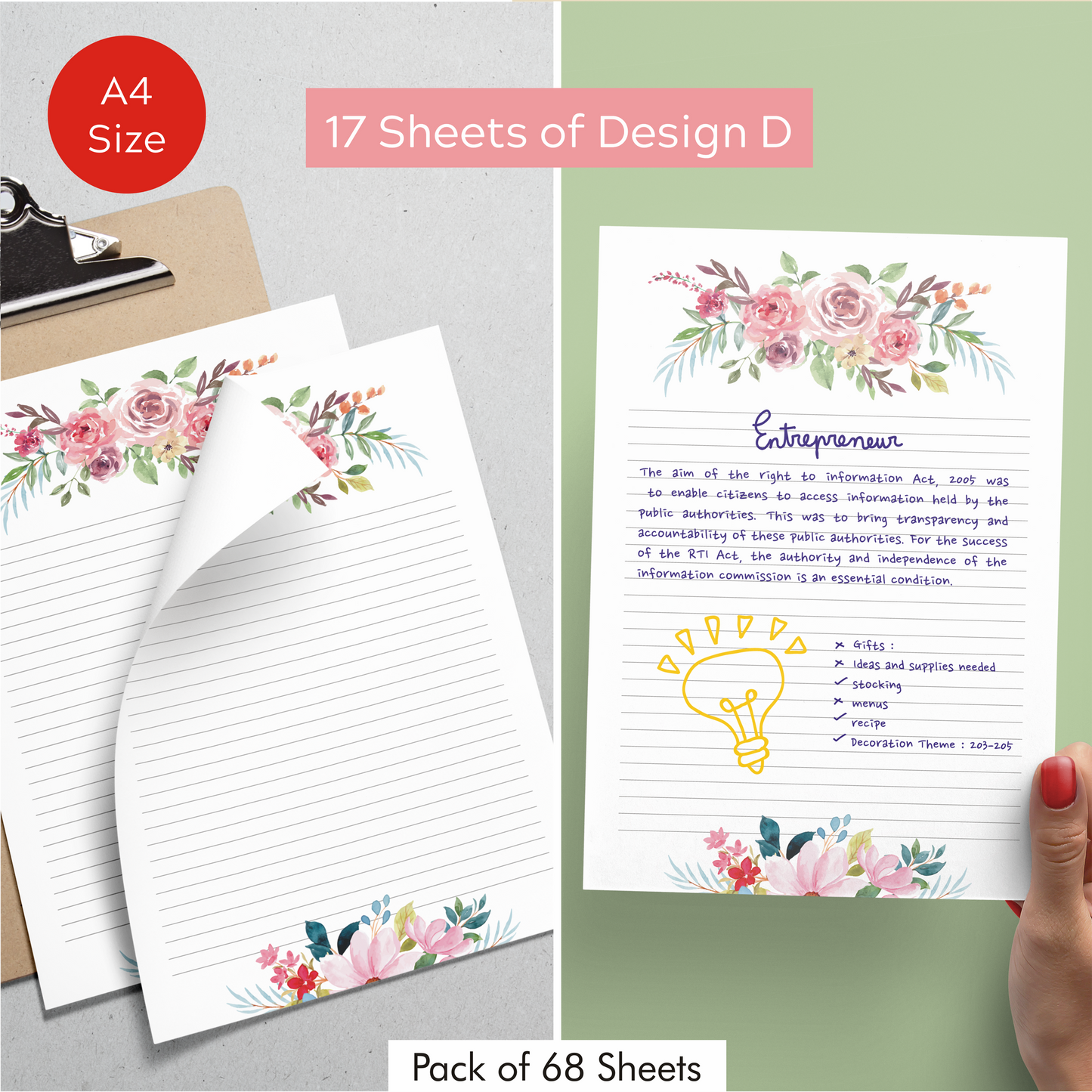 Floral Cute Project Papers, Stationery Writing Paper