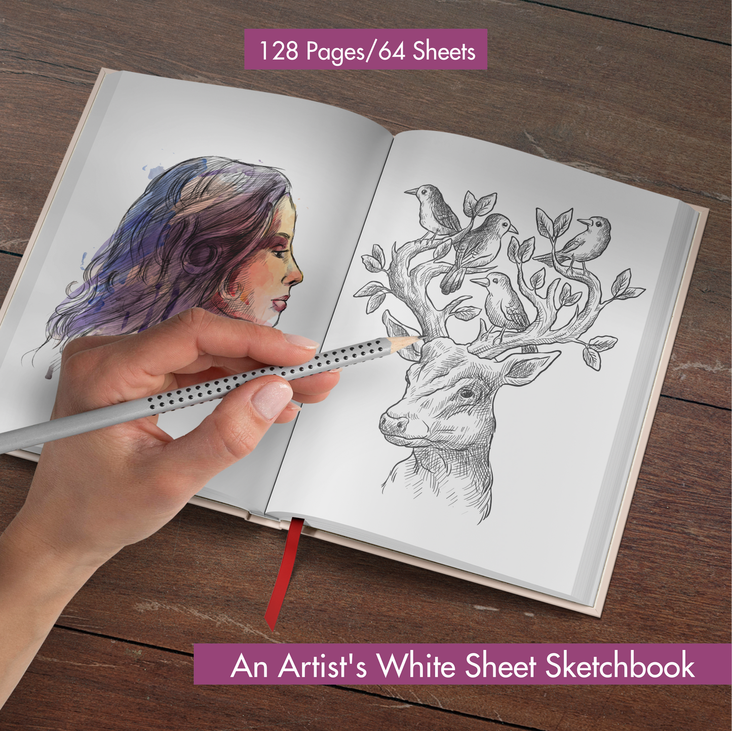 ZIARO A-4 SIZE SKETCH BOOK/ ART FILE UNRULED WHITE SHEETS - 140