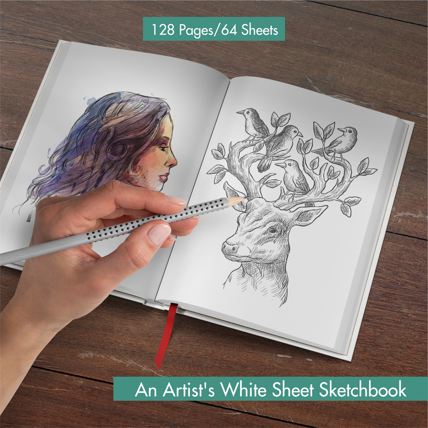 A5 Sketch Book for Artist - 140 GSM, 128 Pages / 64 Sheets