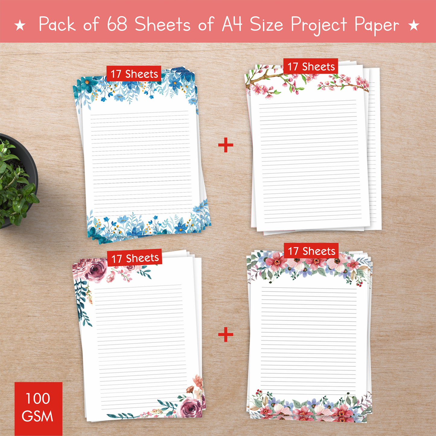 Floral Cute Project Papers, Stationery Writing Paper