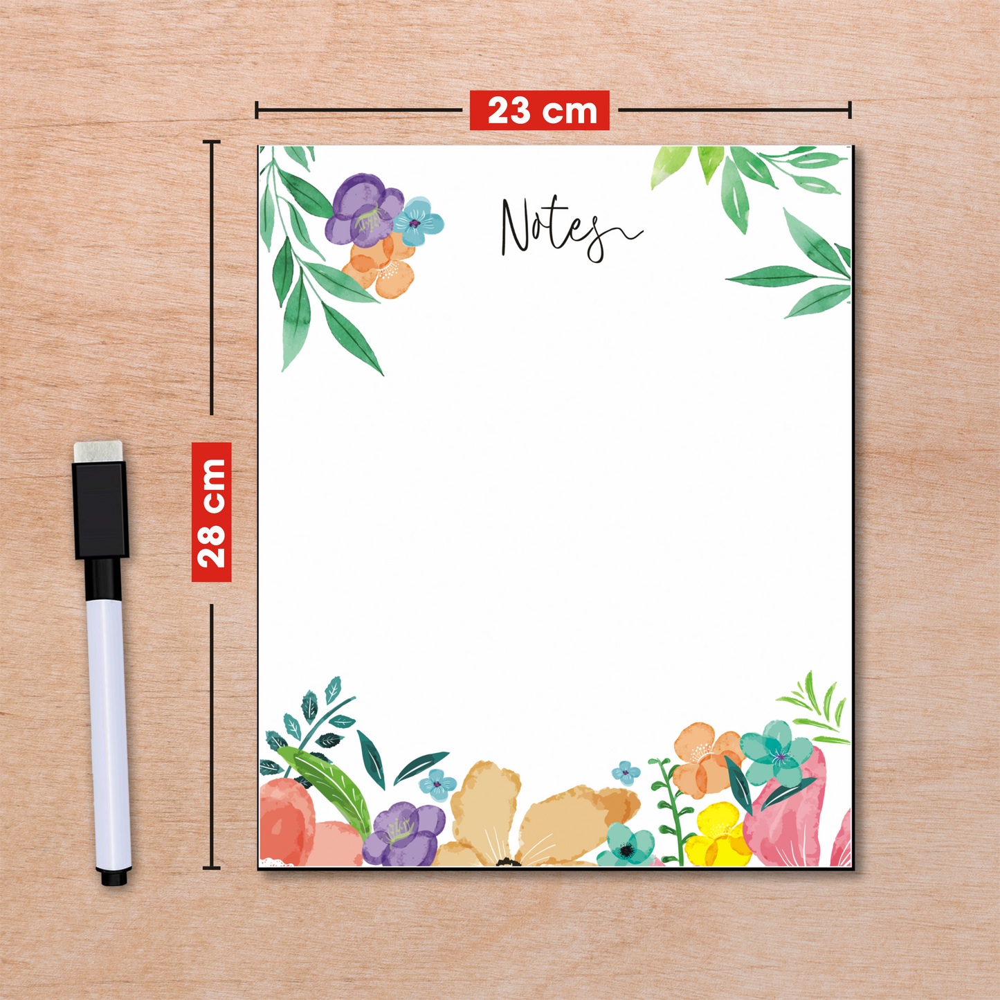 Zaslan Magnetic Dry Erase Rewritable Whiteboard For Fridge With Marker Pen and Duster/Eraser | Size - 23 X 28 Cm