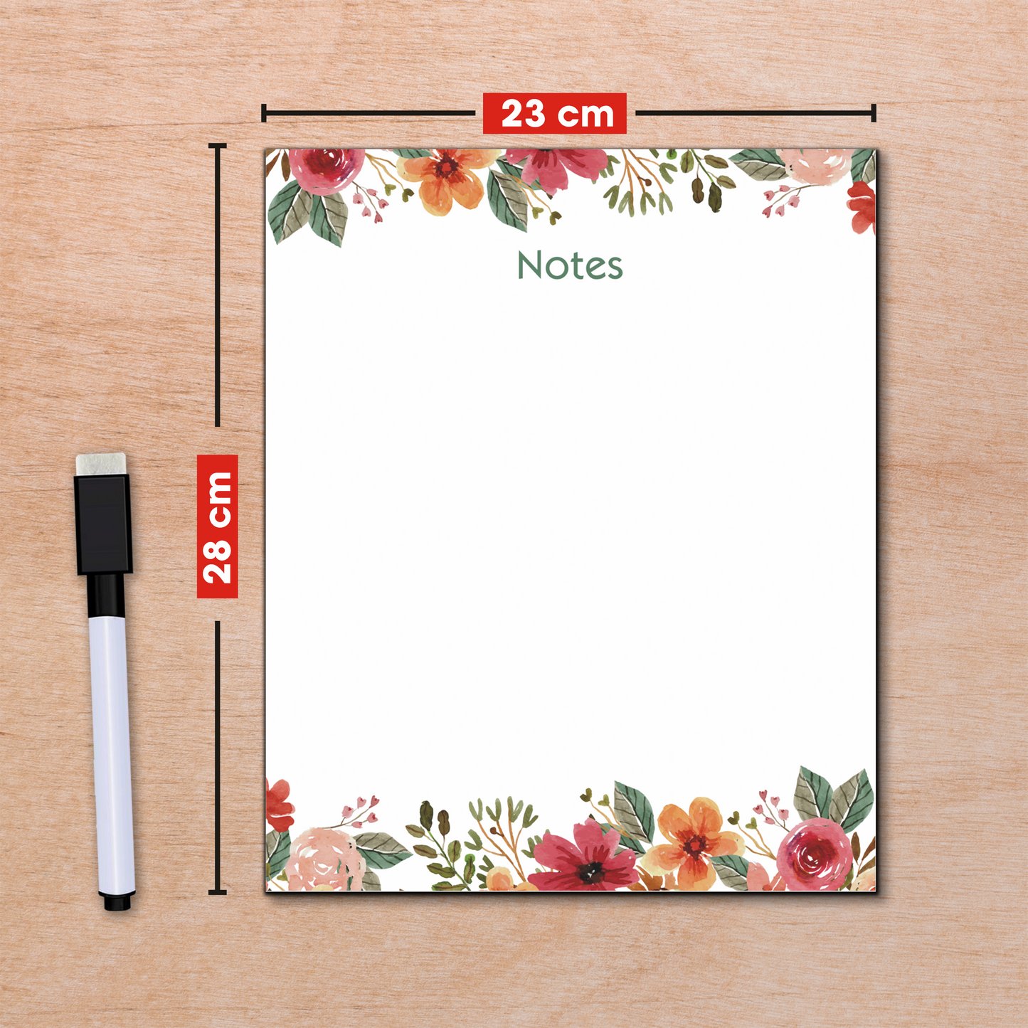 Zaslan Magnetic Dry Erase Rewritable Whiteboard For Fridge With Marker Pen and Duster/Eraser | Size - 23 X 28 Cm