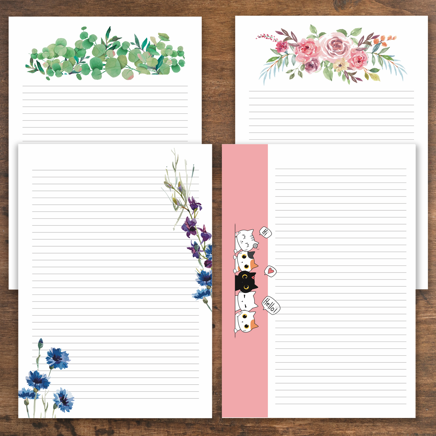 Floral Cute Project Papers, Stationery Writing Paper